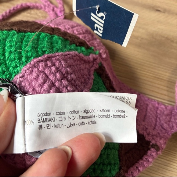 Zara Crocheted Bikini Top Size M Lavender Green Brown Beach Vacation Resort NWOT - Picture 8 of 10